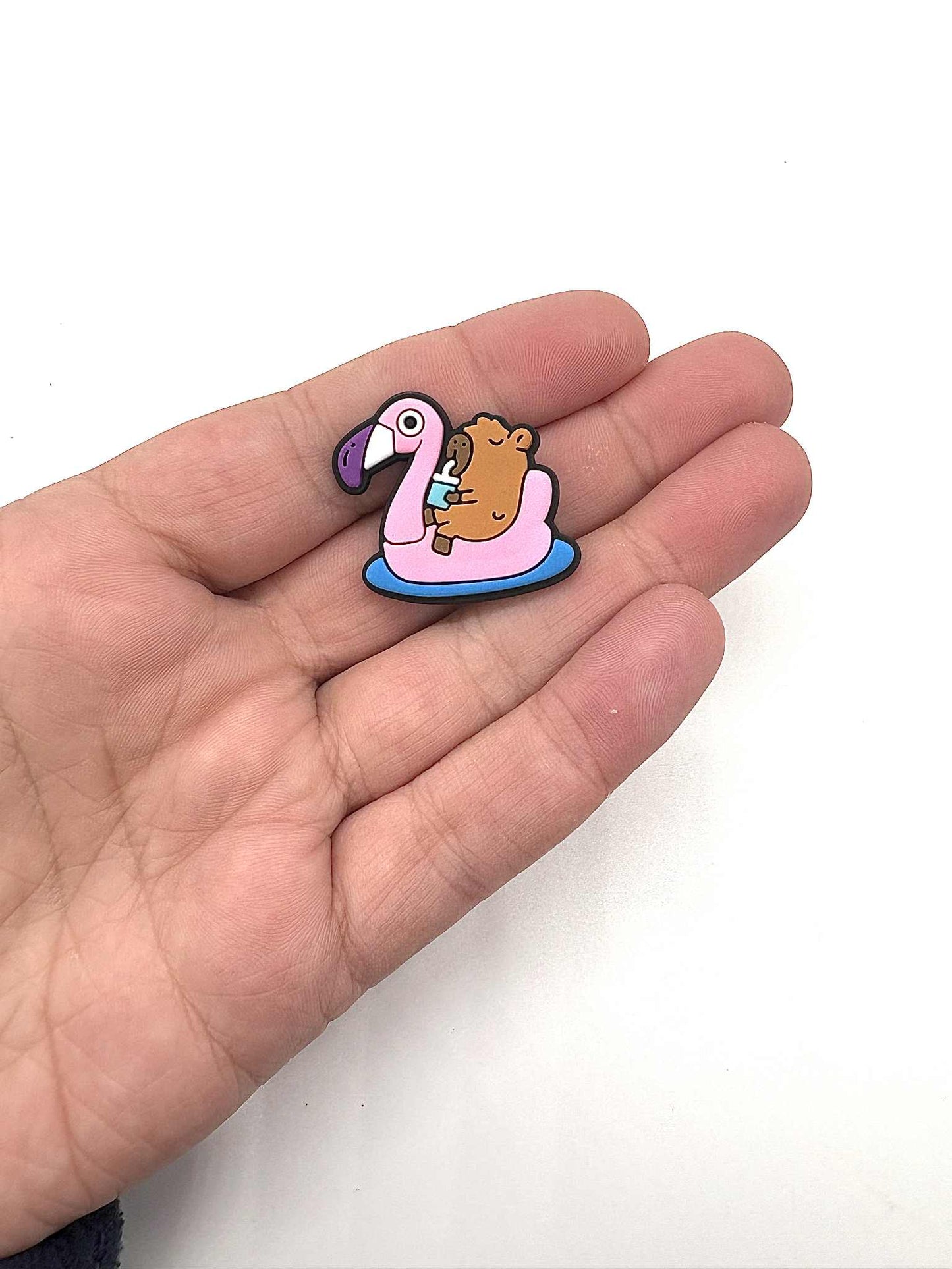 Capybara In Flamingo Lilo Shoe Charm