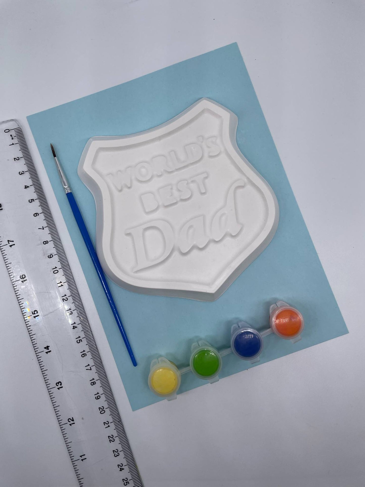 World's Best Dad Plaque Kit with 4 paints and Brush