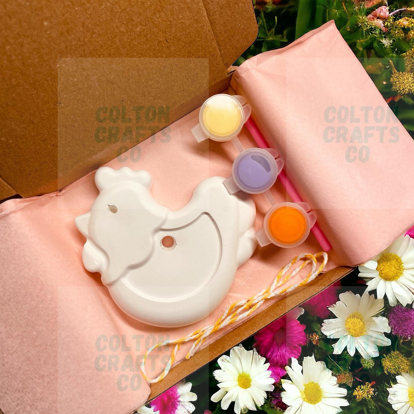 Chicken *Hanging Ornament* Easter Craft Box with 3 paints