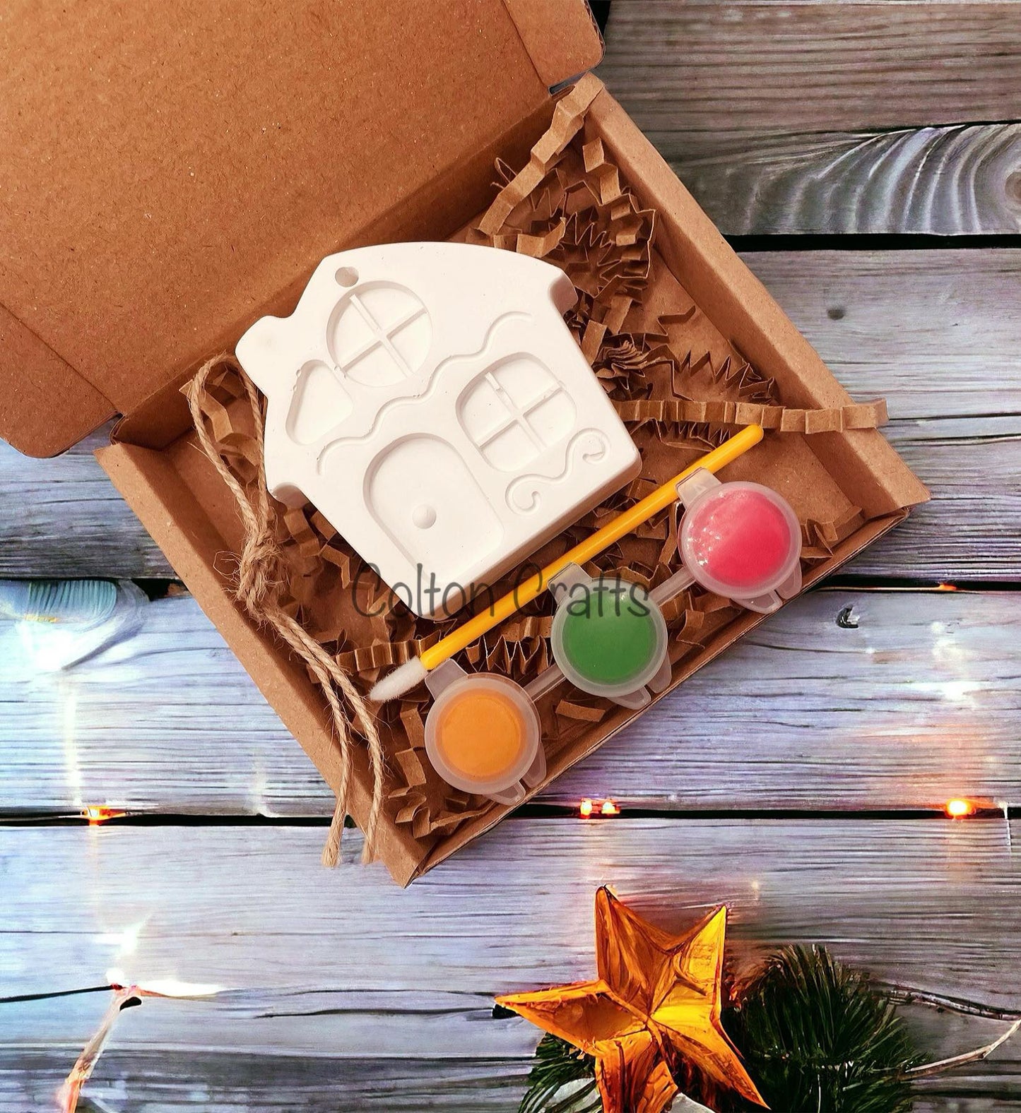 Christmas Hanging Ornament | Gingerbread Man, Woman, Tree or House Paint Kit, Christmas Eve box fillers for Kids | Stocking Fillers | Christmas Tree Decorations