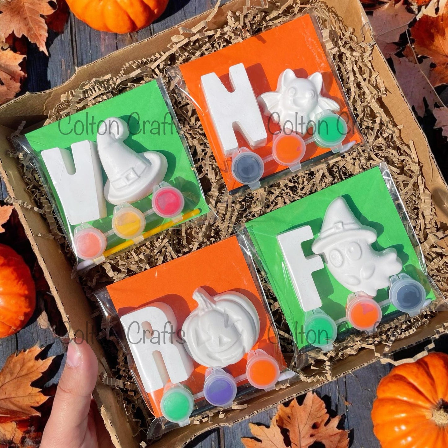 One Letter, One Random Halloween Shape | Personalised Trick or Treat Halloween Gift for Kids | Halloween Decor | Paint Your Own Shape