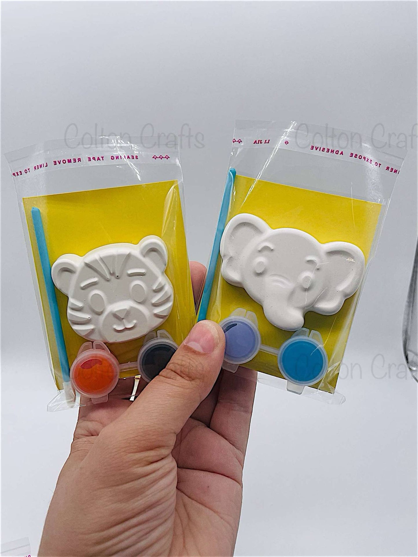 Mixed Jungle Safari Animal Faces Party Bags with 2 paints each