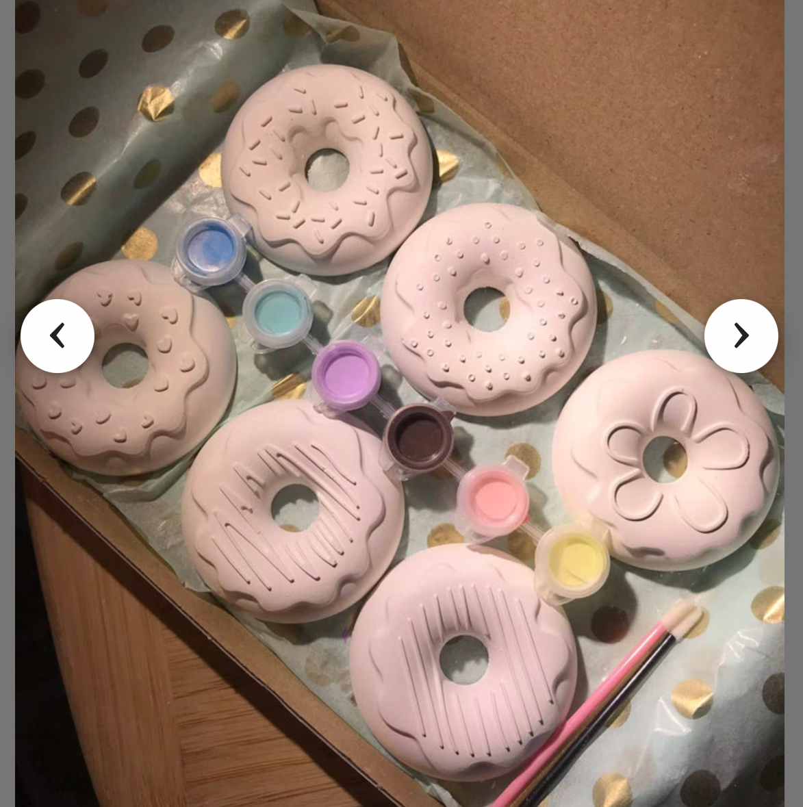 Donut Themed Box with 6 Donuts Shapes and 6 Waterbased paints