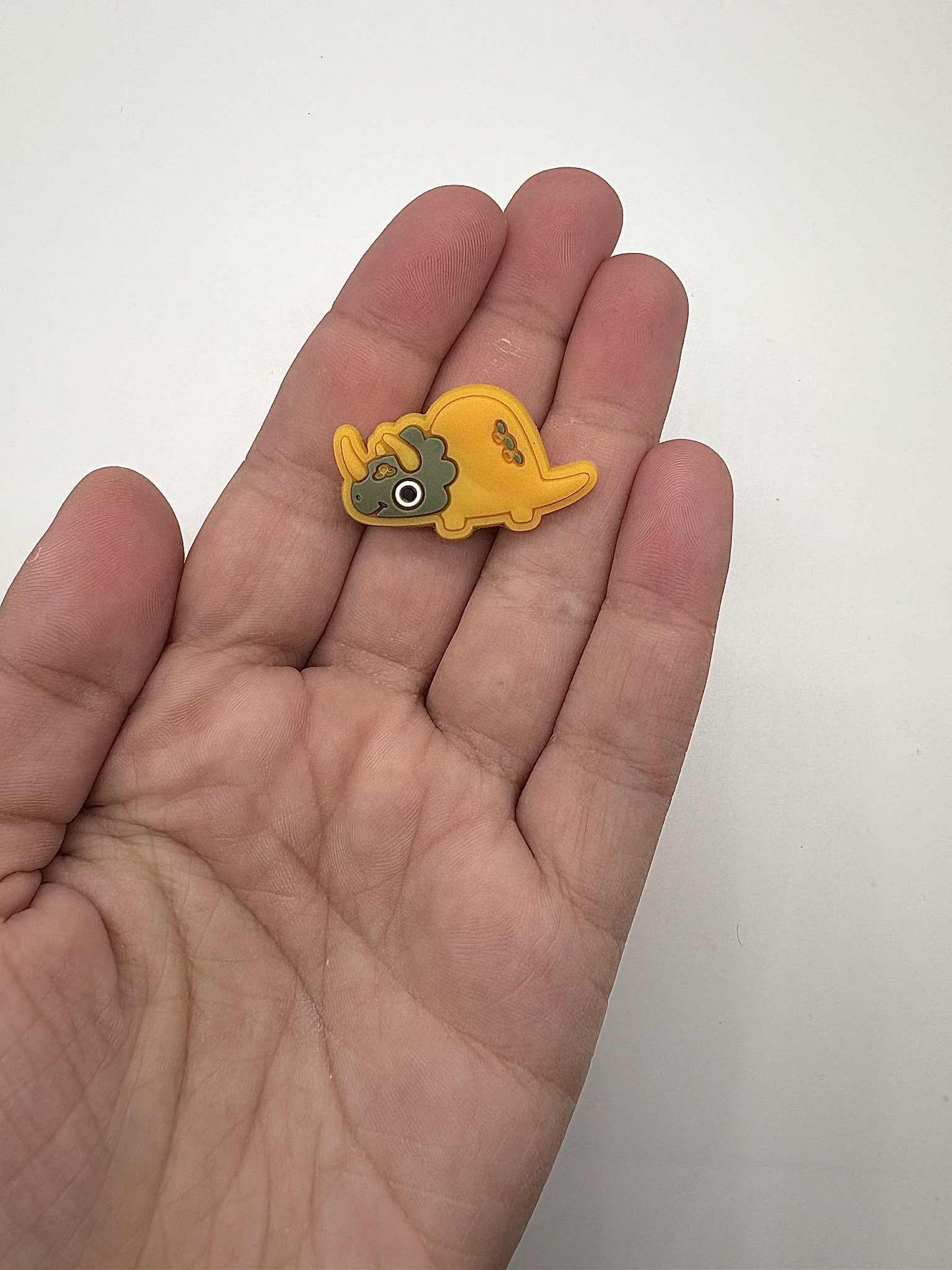 Yellow / Brown Triceratops Dinosaur Shoe Charm