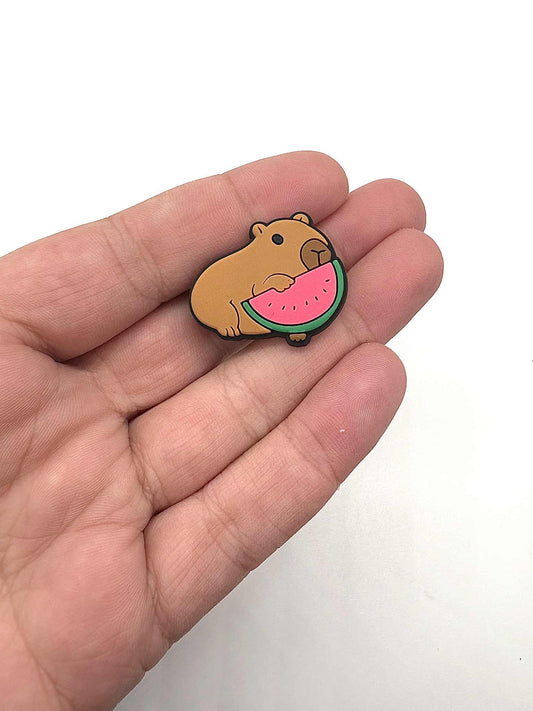 Capybara With Watermelon Shoe Charm