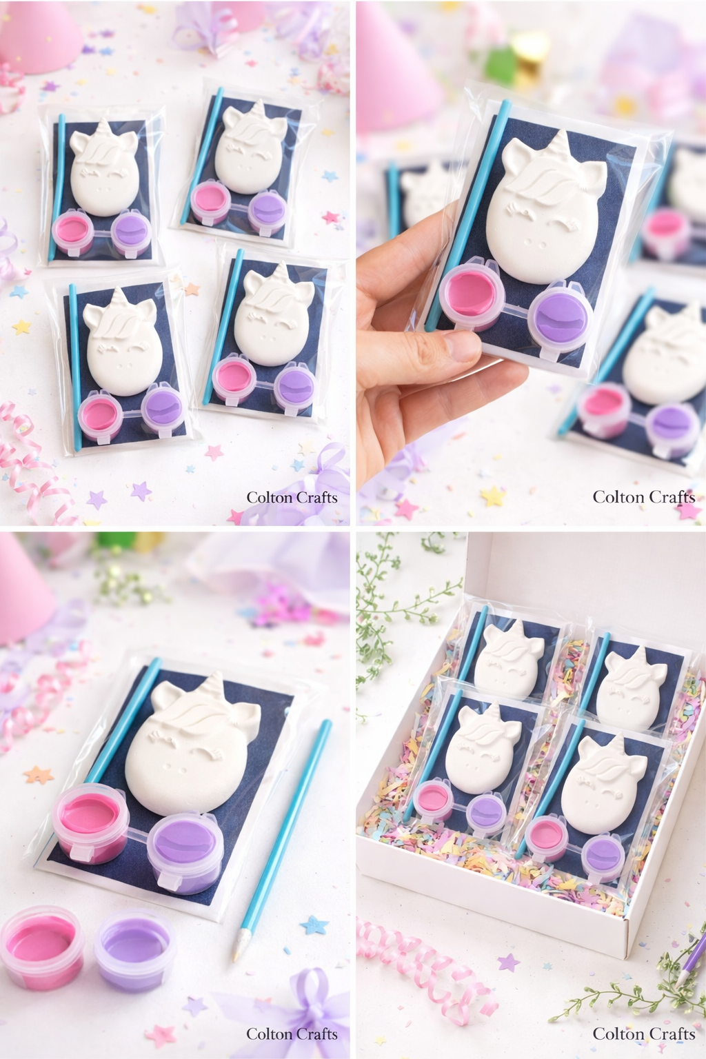 Unicorn Squish Face Party Bag with 2 paints each