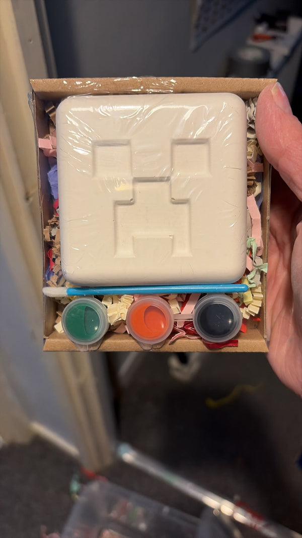 Block Face Plaster Shape Box Kit with 3 paints & Brush