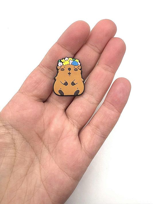 Capybara With Floral Headband Shoe Charm