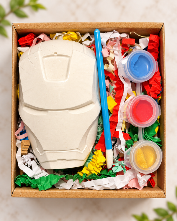Iron SuperHero Plaster Shape Box Kit with 3 paints & Brush