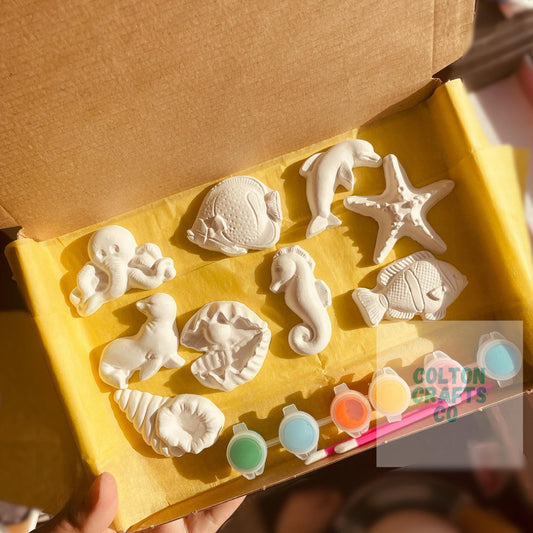 Under the Sea Plaster Shape Craft Box with 9 Shapes & 6 Paints