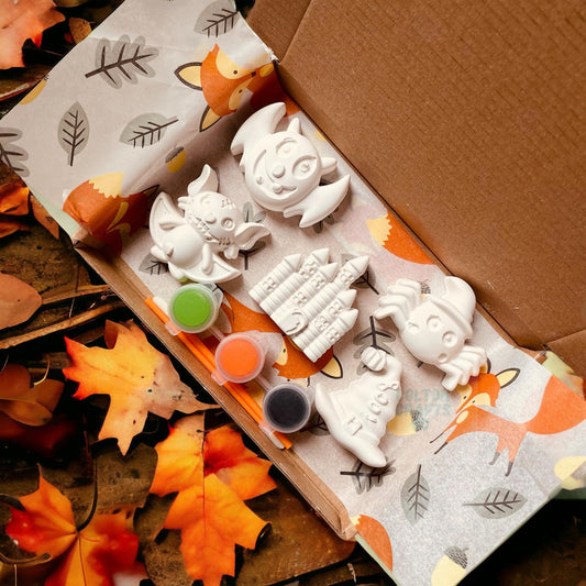 Halloween & Spider Autumn Themed Paint Kit with 5 Plaster Shapes & 3 paints |