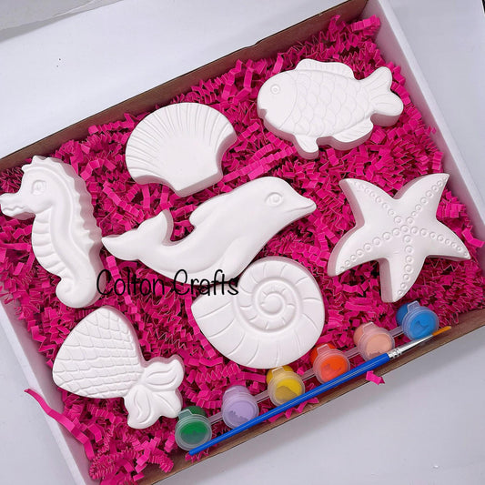 Sea Creatures Craft Box with 6 paints - Under the Sea  - Magnet Option Available