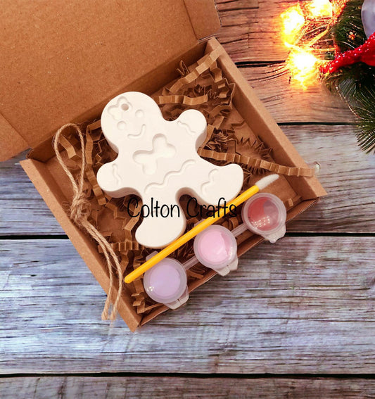 Christmas Hanging Ornament | Gingerbread Man, Woman, Tree or House Paint Kit, Christmas Eve box fillers for Kids | Stocking Fillers | Christmas Tree Decorations