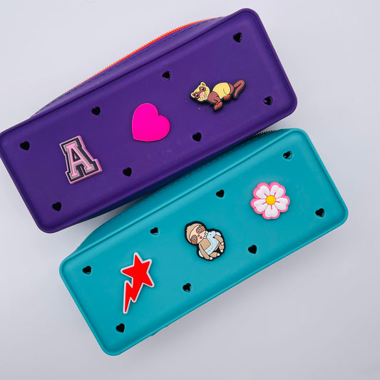 Croc this Way ~ Silicone Pencil Case with Zip ~ Purple or Aqua Blue