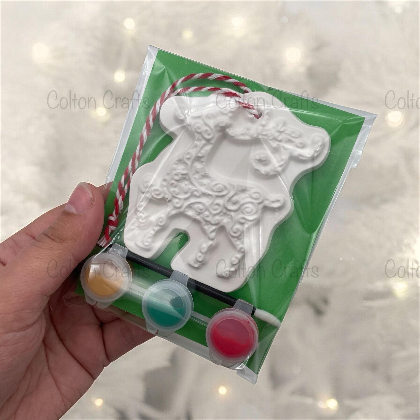 Reindeer or Merry Christmas Bauble ~ 3 paints and String ~ Xmas Eve Box Fillers