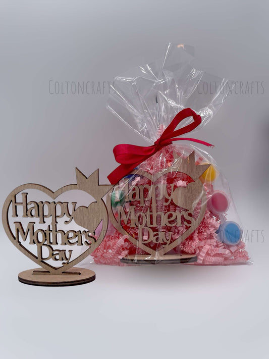 Wooden Happy Mothers Day Bag with 6 paints & Brush