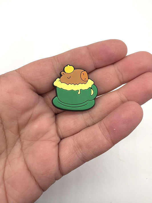 Capybara In A Cup Shoe Charm