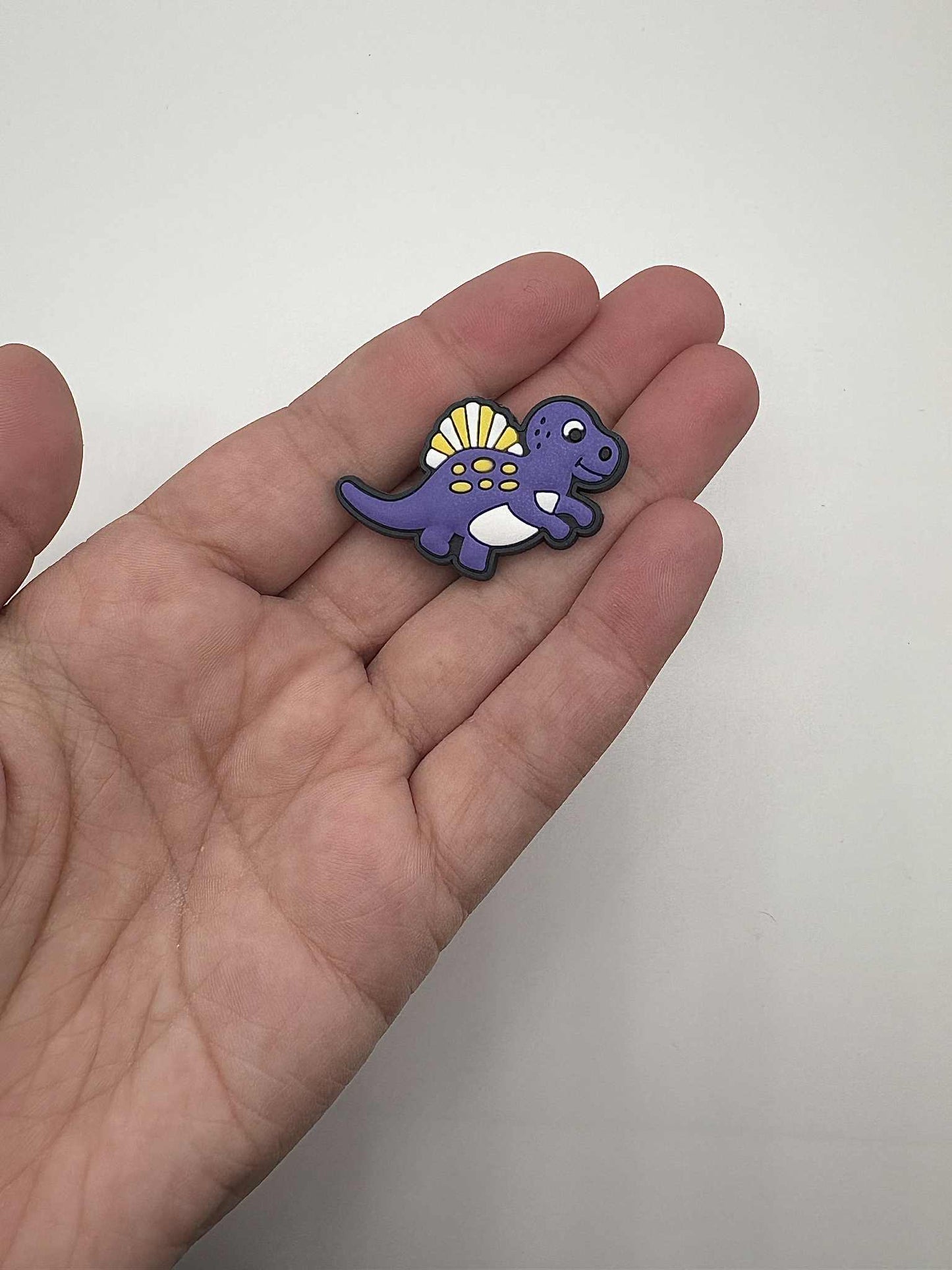 Purple and Yellow Dinosaur Shoe Charm