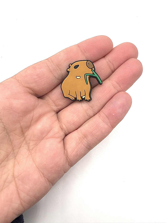 Capybara Eating Grass Shoe Charm