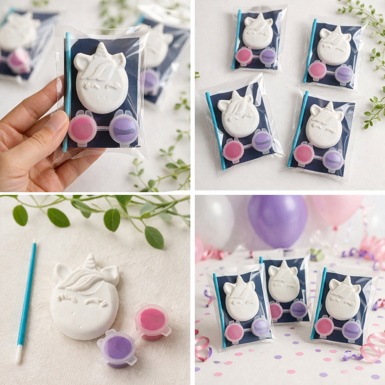 Unicorn Squish Face Party Bag with 2 paints each