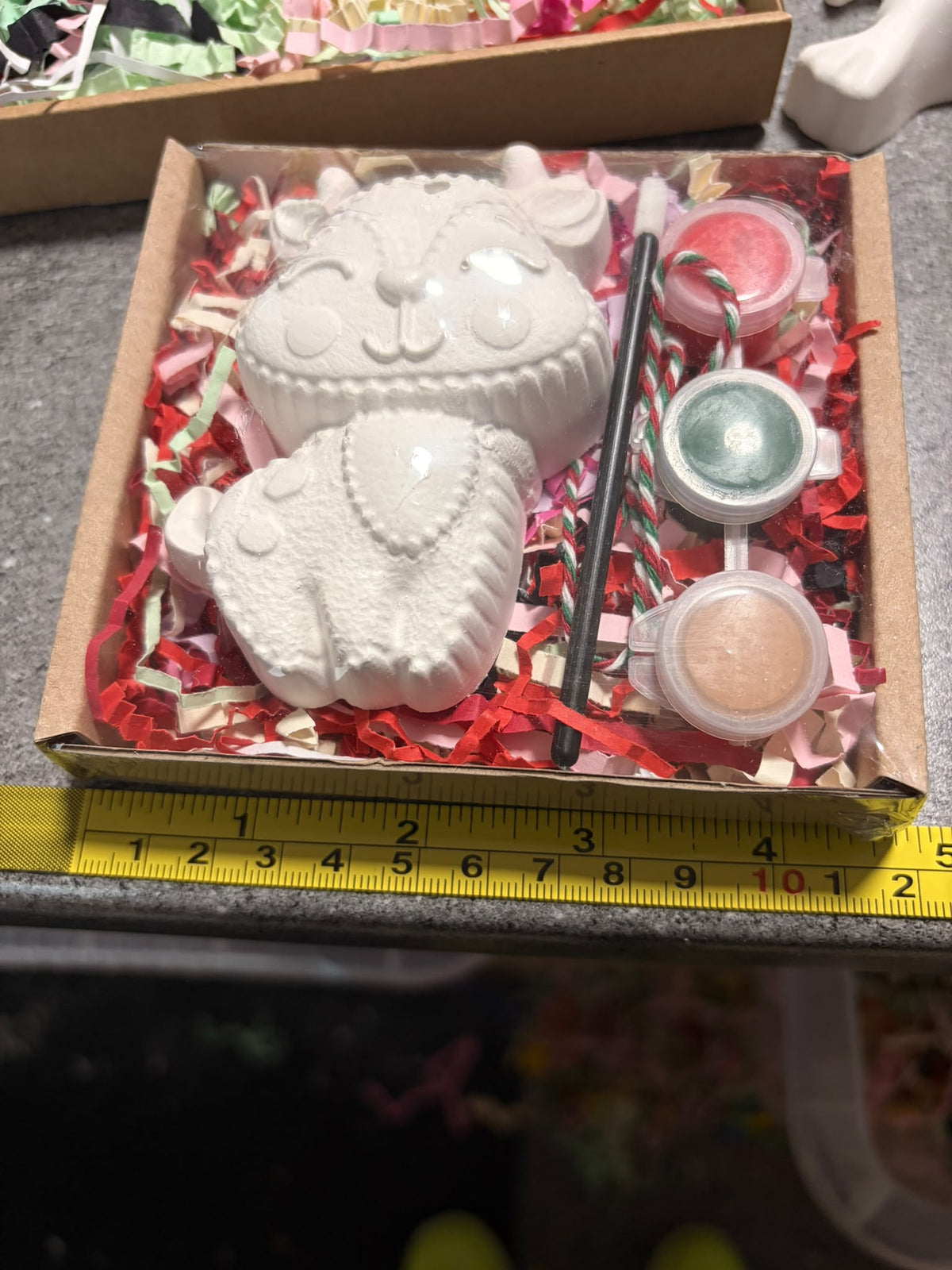 Christmas Reindeer Hanging Plaster Shape Box Kit with 3 paints, Brush and String