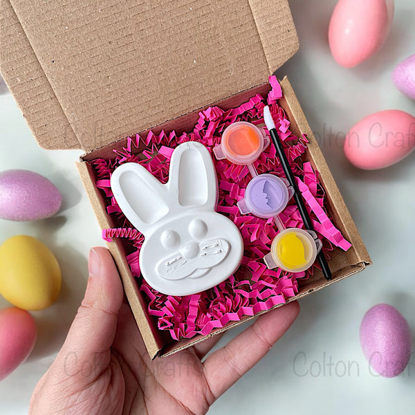 Easter Bunny Face Craft Box with 3 paints