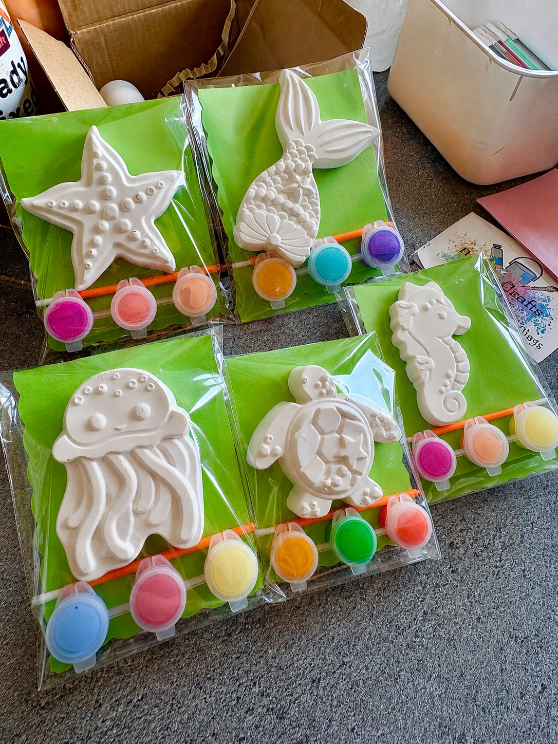 Under The Sea Themed Party Bags with 3 paints each