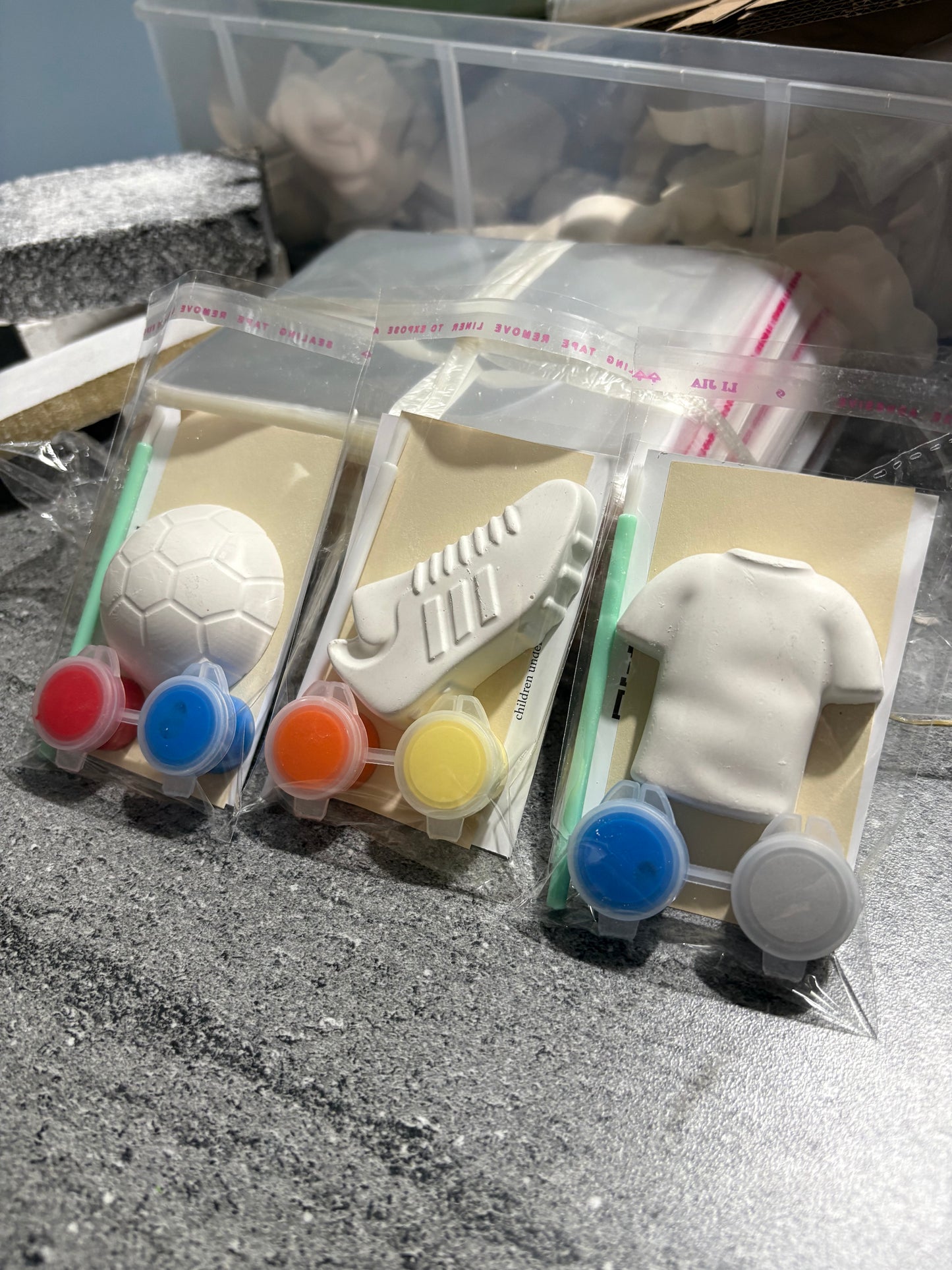 Football Themed Party Bags with 2 paints each