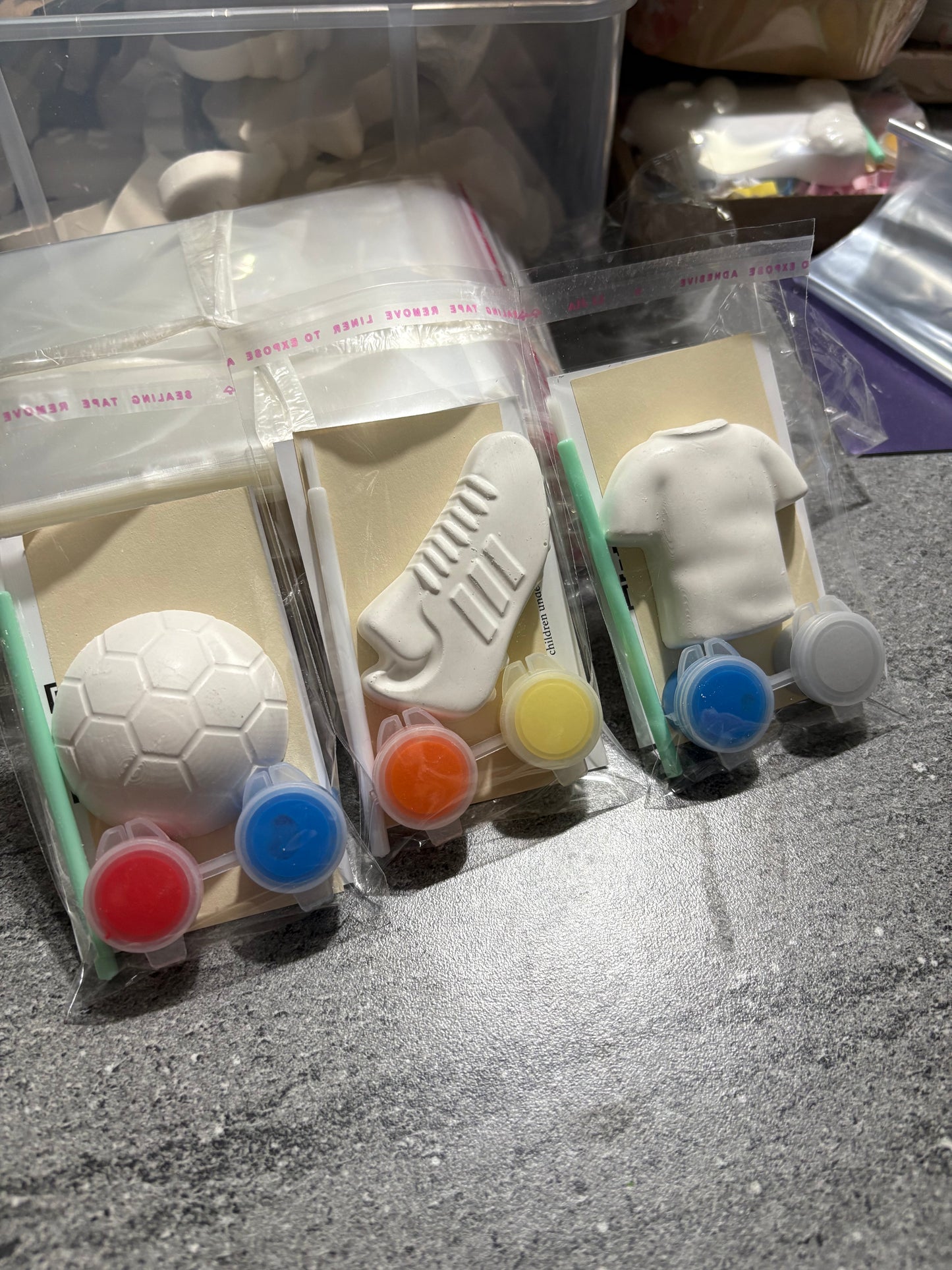 Football Themed Party Bags with 2 paints each