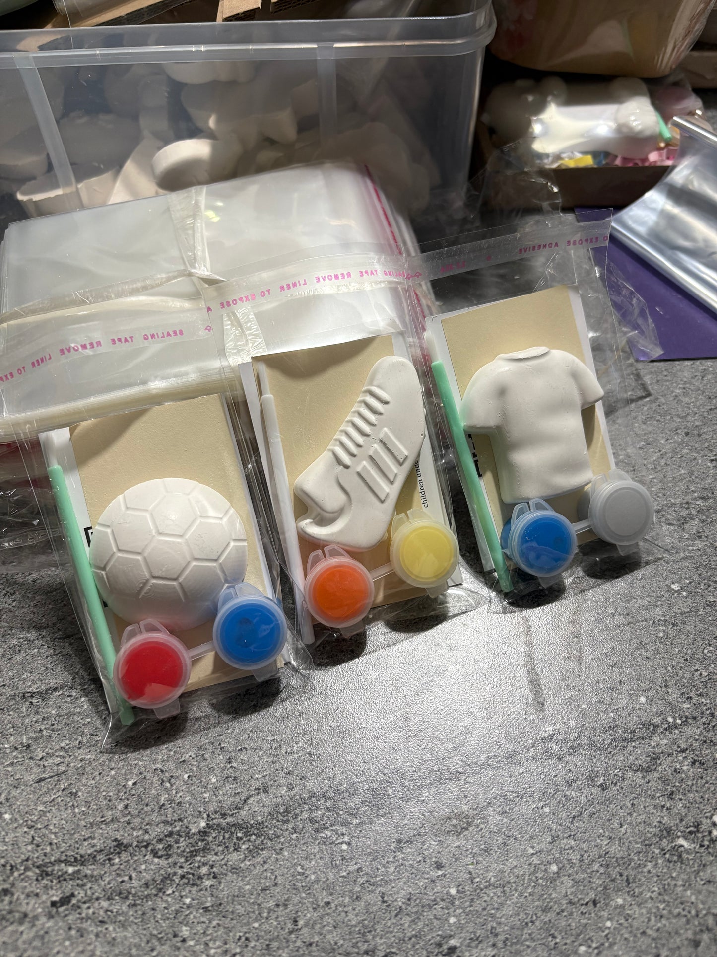 Football Themed Party Bags with 2 paints each