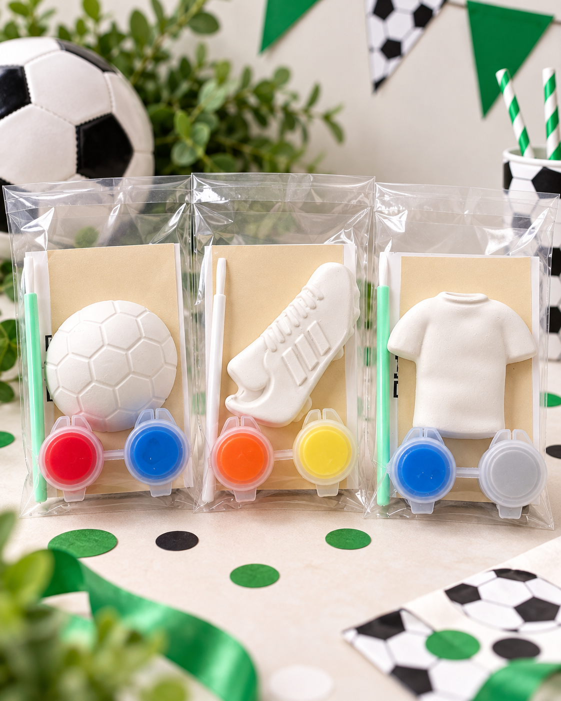 Football Themed Party Bags with 2 paints each