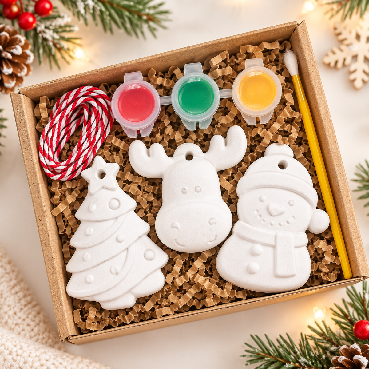 3 Random Christmas Shaped Hanging Decoration Box Set