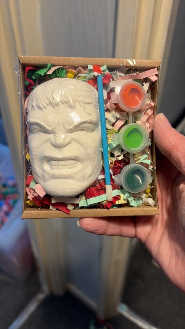 Angry SuperHero Plaster Shape Box Kit with 3 paints & Brush