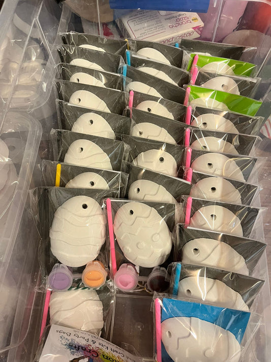 Hanging Easter Egg Bags with 2 paints, brush and string each