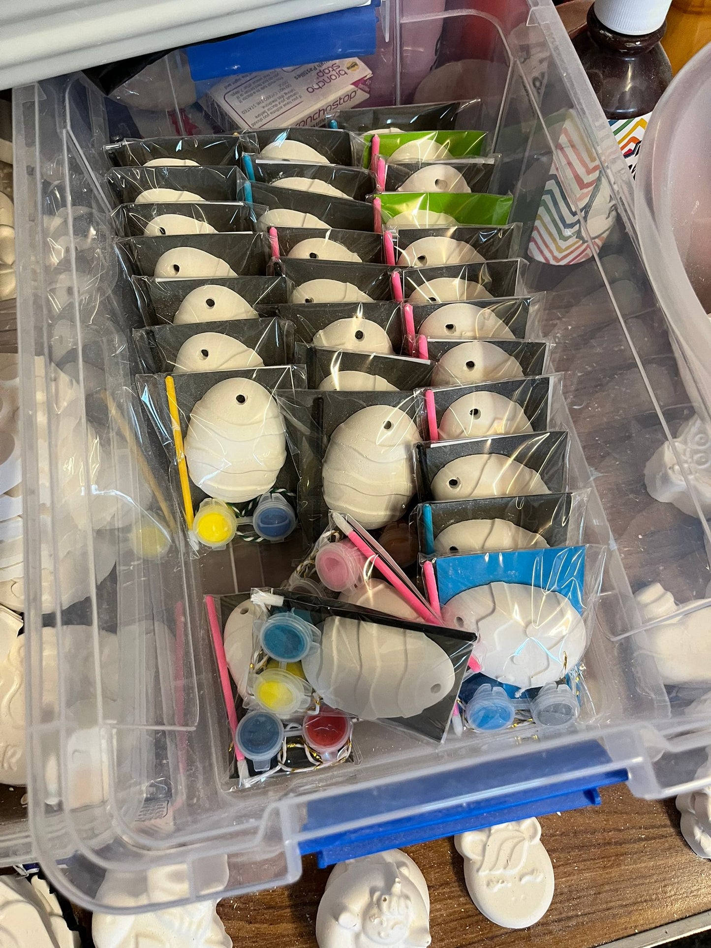 Hanging Easter Egg Bags with 2 paints, brush and string each