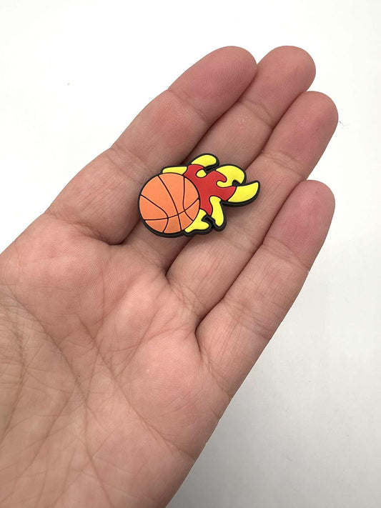 Flaming Basketball Shoe Charm