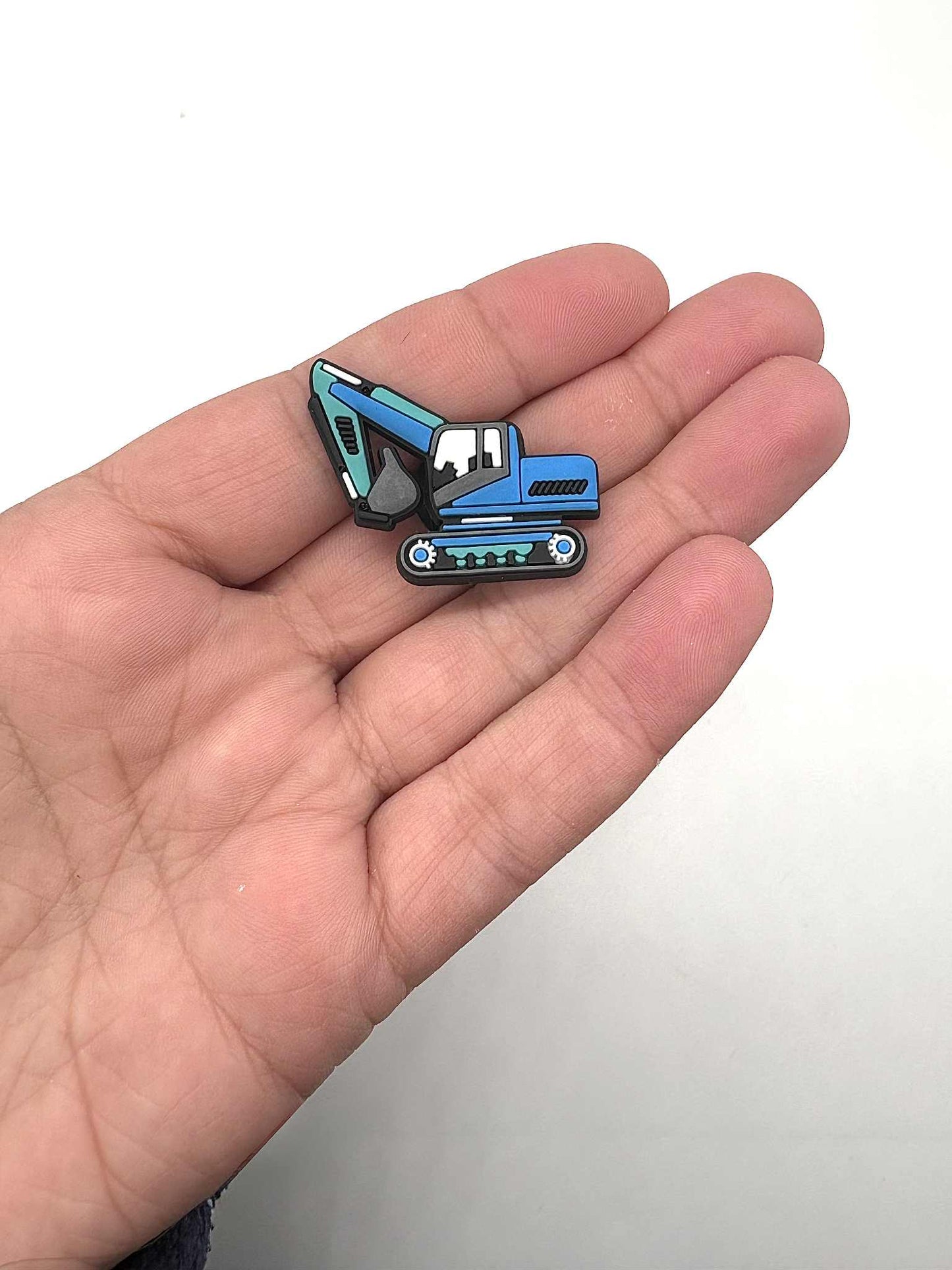 Blue Excavator Shoe Charm