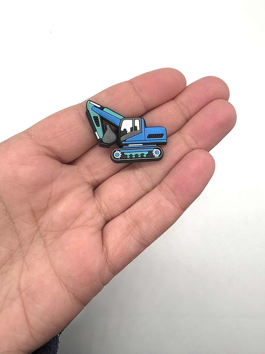 Blue Excavator Shoe Charm