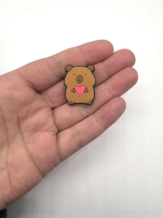 Capybara with Heart Shoe Charm