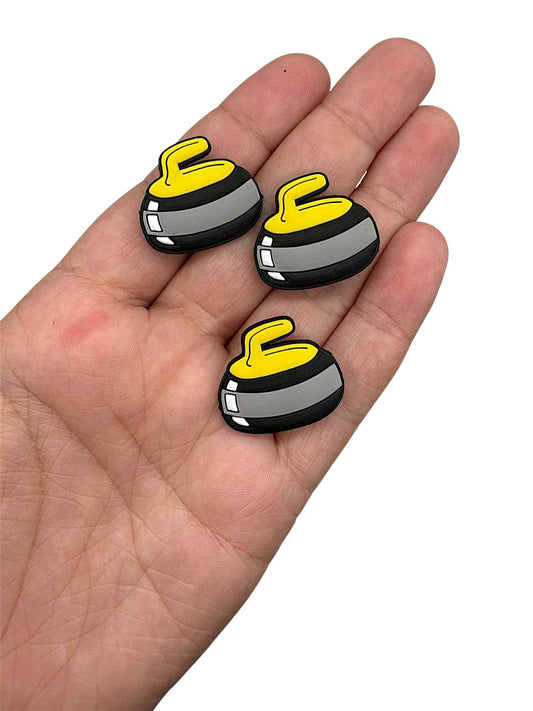 Yellow Curling Stone/Rock Shoe Charm