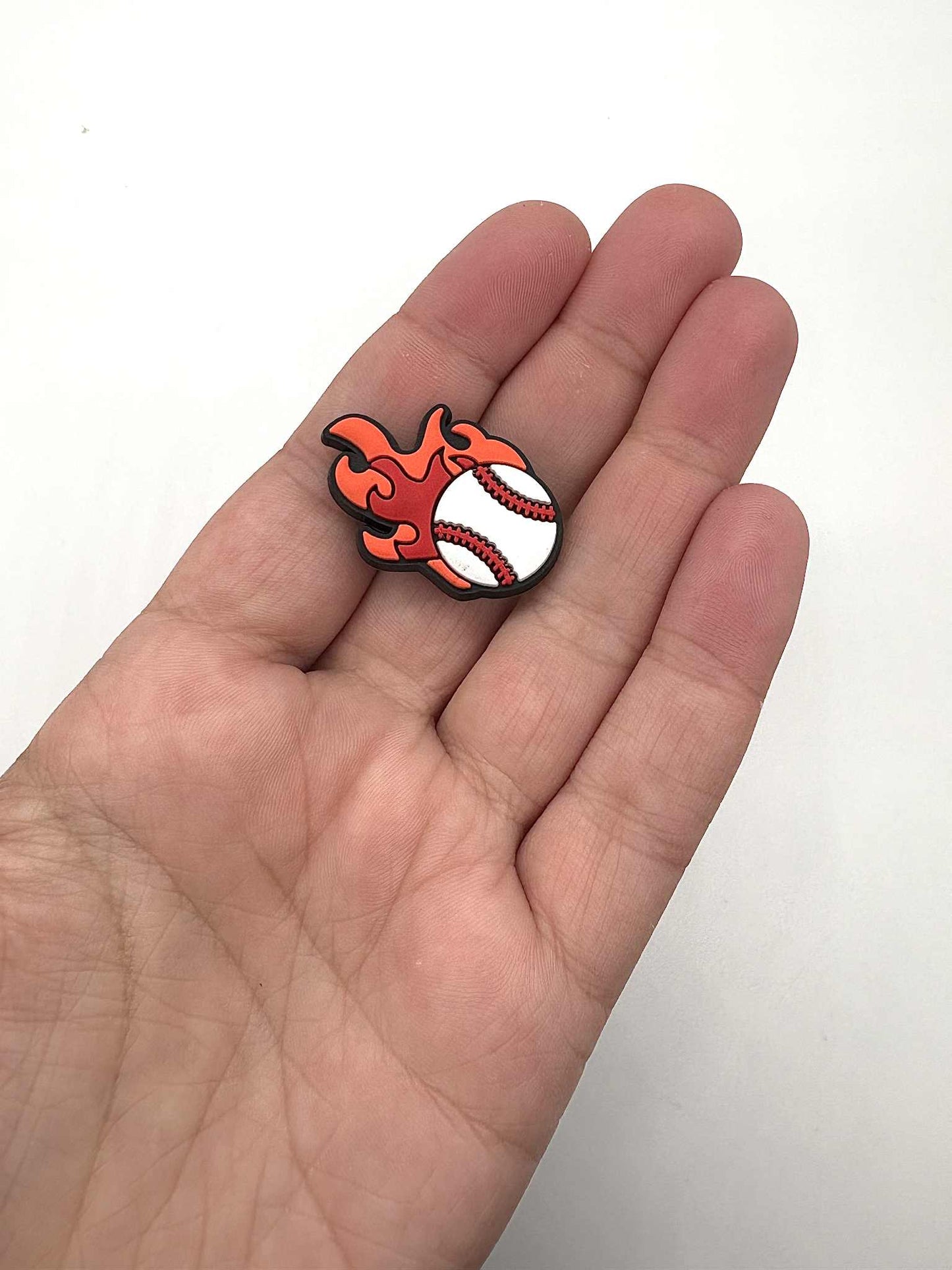 Flaming Baseball Shoe Charm