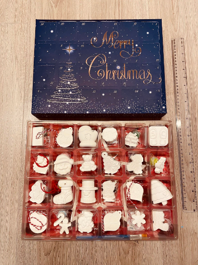 *3 WEEK TURNAROUND*  24 Day Pre-filled Christmas Advent Calendar - 24 Individual Ornaments - Christmas Theme - Kids Advent Calendar - Two Different Colour Options