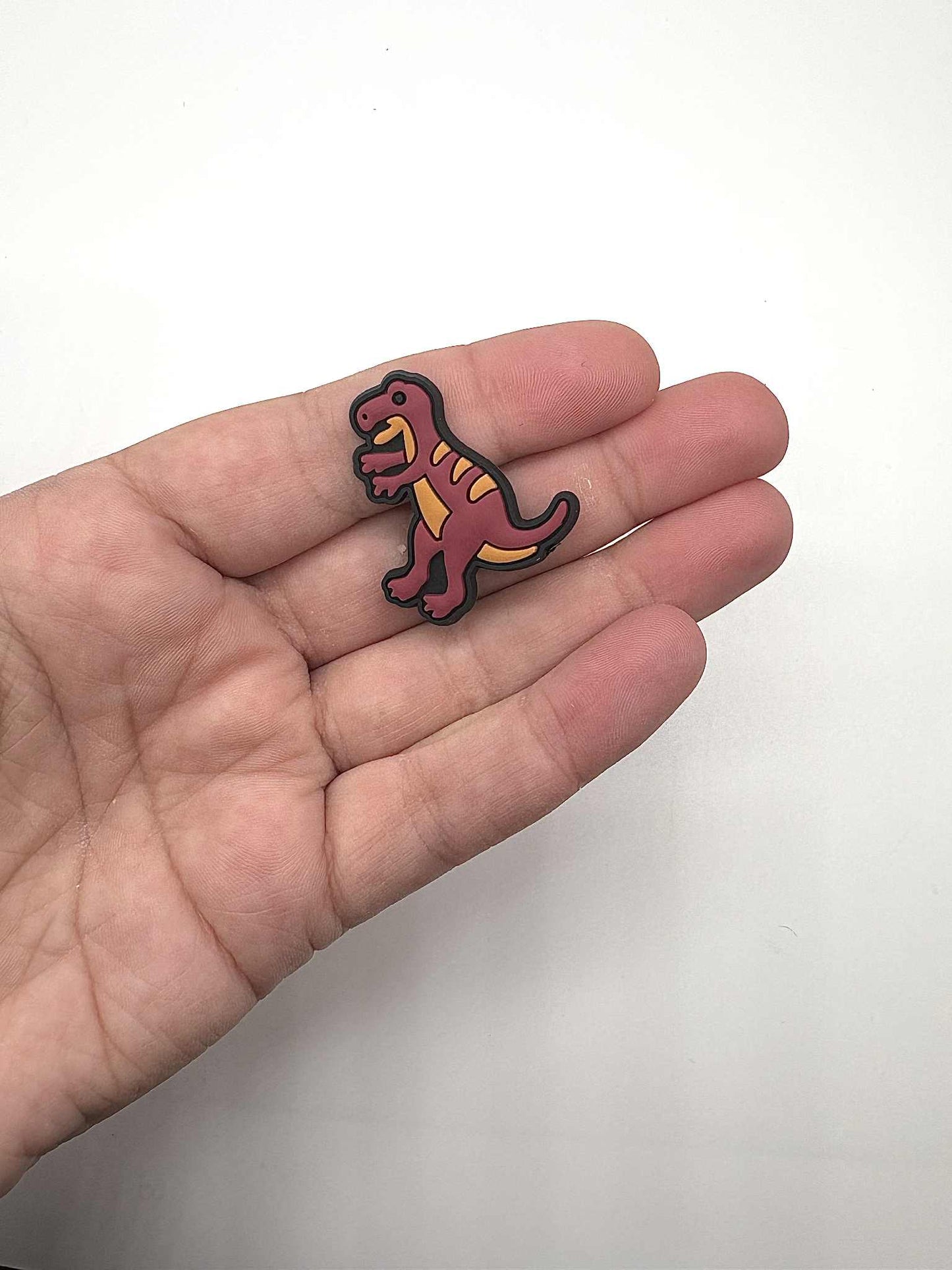 Brown and Orange Dinosaur Shoe Charm