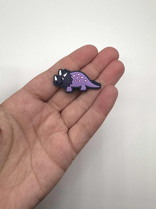 Purple Triceratops Dinosaur Shoe Charm