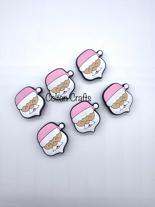 Santa Face with Pink Hat Shoe Charm