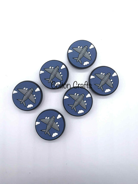 Blue Airplane with Clouds Shoe Charm