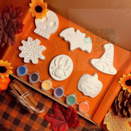 Halloween Skull & Spier Box Set of 6 Plaster Paint Kit | Halloween Gifts for Kids | Craft Paint Kits