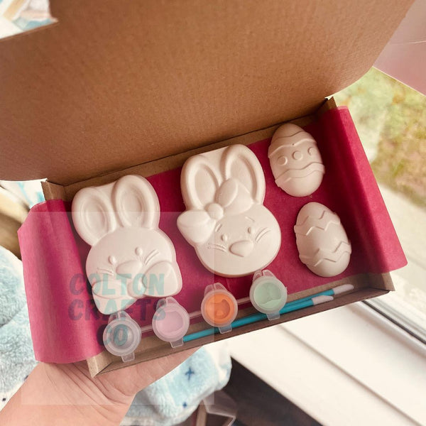 Boy & Girl Bunny with 2 eggs Box - Hanging Option Available